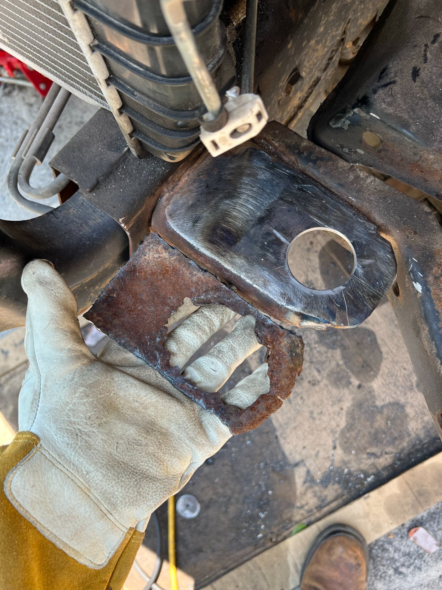 Rusted truck frame bracket repair — Comito Welding Iowa